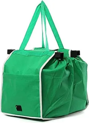 Produktbild von Faltbare Einkaufswagentasche, Einkaufstasche passend für Alle gängigen Einkaufswagen, grün, ca. 55x29x24 cm, über 38 Liter Fassungsvolumen