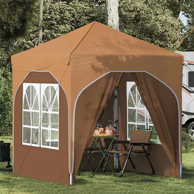 Image de Tente événementielle pop-up beige, dimensions : 192 x 192 x 245 cm