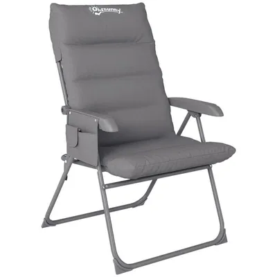 Produktbild von Klappbarer Outdoor-Stuhl – Klappbarer Campingstuhl mit 5-fach verstellbarer Position – mit Seitentaschen – 66 x 58 x 105 cm – Hellgrau