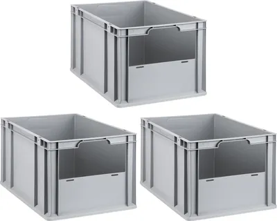 Produktbild von SuperSparSet 3x Eurobox NextGen Insight | HxBxT 32x40x60cm | 65 Liter | Front offen | Eurobehälter, Transportbox, Transportbehälter, Stapelbehälter