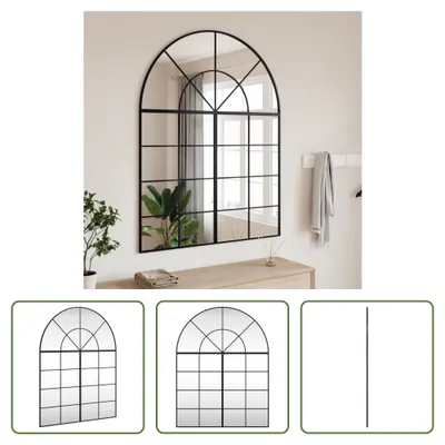 Immagine prodotto di The Living Store Specchio da parete nero 100x130 cm Ferro curvo