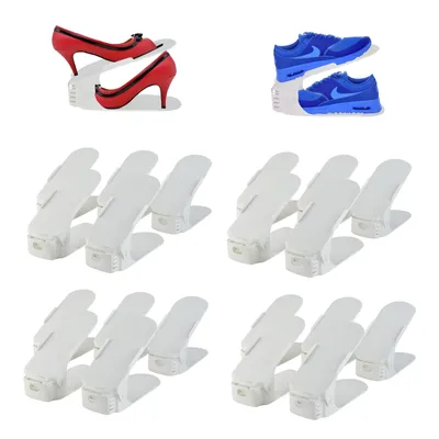 Immagine prodotto di Set di 20 organizer per scarpe, contenitore bianco, porta scarpe, impilabile, organizer per scarpe, contenitore per scarpe, salvaspazio, scatola per scarpe, scaffale per scarpe