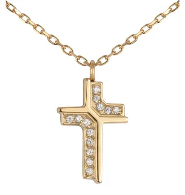 Jacques Lemans S-C255B Damen-Kette mit Kreuz-Anhänger Edelstahl vergoldet 1