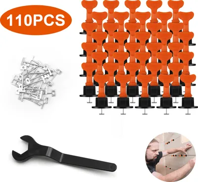 Produktbild von Jopassy Fliesen Nivelliersystem, 110 teiliges Fliesen Nivellier Kit Clip Tile, Fliesen Nivelliergerät mit Spezialschlüssel, Fliesen-Nivellierungs Set für den Wandbau