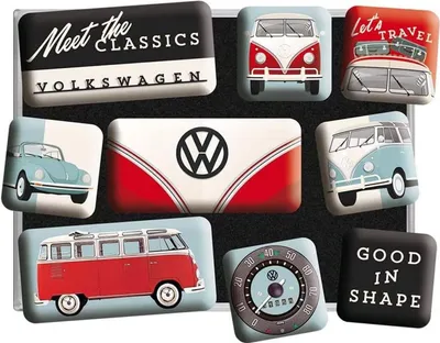 Produktbild von Nostalgic-Art - 9tlg. Magnetset - Volkswagen - VW Bulli & Beetle - Meet The Classics