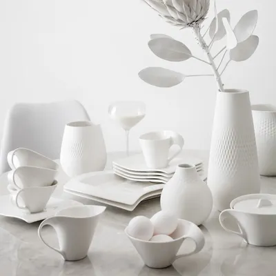 Produktbild von Villeroy & Boch NewWave 6er Set Kaffee-/Teeuntertassen weiß Porzellan