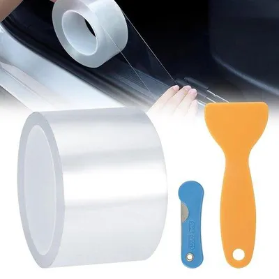 Produktbild von Autodeurbeschermingsfolie transparent 7cm x 10m mit Spatel