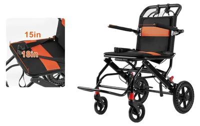 Zdjęcie produktu dla Wózek inwalidzki, lekki, składany, 46 cm (18 cali)