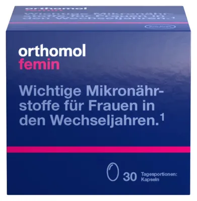 Produktbild von Orthomol Femin - Mikronährstoffe für Frauen in den Wechseljahren - mit Biotin, Selen, Zink, Nachtkerzenöl, Coenzym Q10, 30 St. Tagesportionen