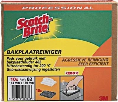 Immagine prodotto di 3 m di dischetti abrasivi Scotch-Brite 82 per teglie da forno (114 x 140 mm, confezione da 10)