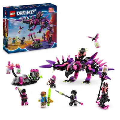 Produktbild von LEGO Die Albtraumkreaturen der Nimmerhexe, 3-in-1 magisches Fantasy-Spielset, baubarer Kessel, Wolf oder Rabe, für Mädchen und Jungen ab 9 Jahren, 71483, 12 cm hoch, 28 cm breit, 25 cm tief, 457 Teile, 5 Minifiguren, mit LEGO Builder App