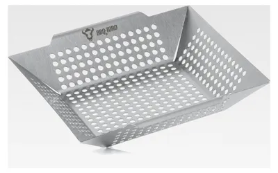 Produktbild von Grillkorb aus Edelstahl | 30 x 30 x 5,5 cm | Grillschale für Gasgrill | Gemüse Grillkorb, Grillgemüsepfanne, Grillzubehör