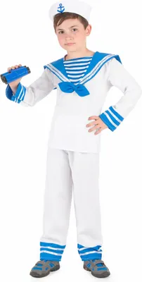Produktbild von Blau-weißes Matrosenkostüm für Jungen M 7-9 Jahre (120-130 cm)