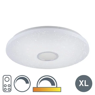 Produktbild von Moderne runde Deckenleuchte weiß mit Sternenhimmel 59 cm inkl. LED 40W 2082 Lumen - Jona Modern Schlafzimmerlampe Innenbeleuchtung Leuchte / Lampe