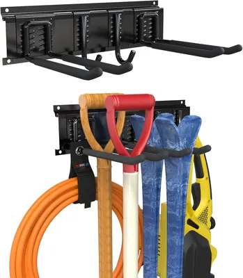 Produktbild von Gerätehalter 40 cm, Edelstahl, 4 Haken, 1 Schiene, für Gartengeräte