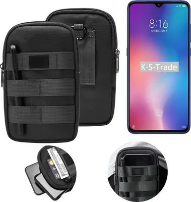 Produktbild von K-S-Trade Holster Gürtel Tasche kompatibel mit Xiaomi Mi 9 SE Handy Tasche Schutz Hülle dunkel-grau viele Fächer, 1x
