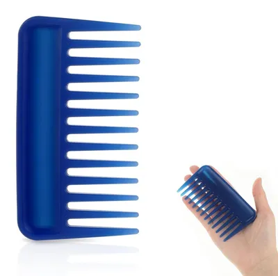 Zdjęcie produktu dla Mini szczotka do włosów, 10,2 cm, plastik, niebieska, grzebień z szerokimi zębami, grzebień do włosów, idealna do podróży