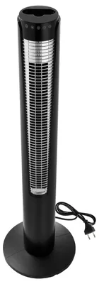 Zdjęcie produktu dla Wentylator wieżowy SucceBuy 60 W, wentylator kolumnowy o wysokości 107 cm z 3 prędkościami, 4 trybami pracy i 12-godzinnym timerem, wentylator z funkcją oscylacji 70° i pilotem zdalnego sterowania, cichy wentylator stojący do sypialni i biura, kolor czarny
