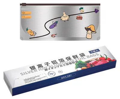 Produktbild von 10 wiederverschließbare Gefrierbeutel aus Aluminiumfolie mit Standboden, Vakuumbeutel mit Reißverschluss und Etikett für Gemüse, Obst und Fleisch