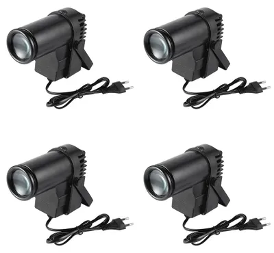 Imagen del producto de Mini foco LED RGBW - Iluminación escénica DMX512 - 12W, LED RGBW 4 en 1 - 6 canales DMX - Ideal para fiestas, discotecas y luces de discoteca (bola de discoteca) - Enchufe europeo - Juego de 4 unidades