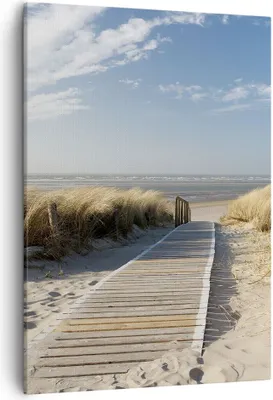 Produktbild von Bild auf Leinwand - Leinwandbild - Einteilig - Strand Meer Fußgängerbrücke Ufer - 50x70cm - Wand Bild - Wandbilder - Leinwanddruck - Wanddekoration - Leinwand bilder - Wandbild - PA50x70-2657