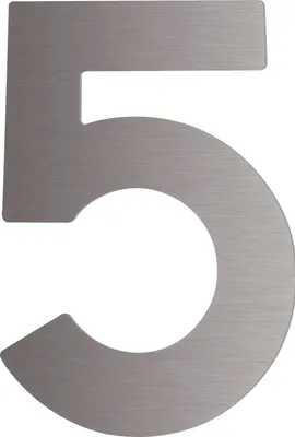 Produktbild von Hausnummer 5 - Höhe 120 mm, mit 2 Gewindenocken M5, Edelstahl