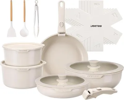 Imagen del producto de Conjunto de sartenes Topfset, 19 piezas, con revestimiento antiadherente de cerámica y mangos desmontables