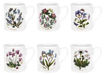 Frühstücksbecher 6er-Set, 266 ml, Blumenmuster, Steingut