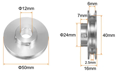 Produktbild von V-Typ Riemenscheibe Keilriemenscheibe 12mm Bohrung 50mm Au?endurchmesser Einzelrille Aluminiumlegierung fš¹r 3-5MM PolyurethanRundriemen Motorwellen-Bohrmaschine