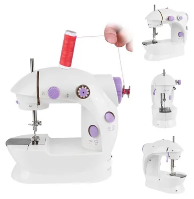 Produktbild von Mini Nähmaschine - Tragbare elektrische Nähmaschine - Mit LED-Licht - Overlock-Stich - Einfach für Anfänger und DIY - Weiß