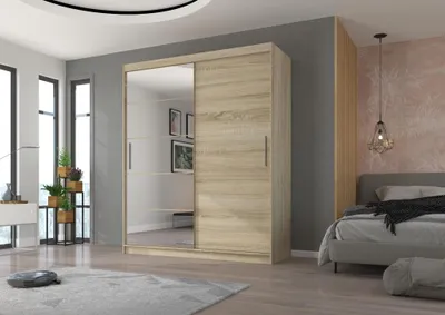 Obrázek produktu pro Šatní skříň se zrcadlem 180 cm HAMLIA - dub sonoma