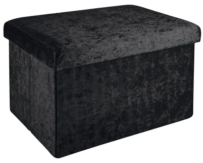 Klappbare Sitzbank 49x30x30 cm schwarzer Samt mit Stauraum