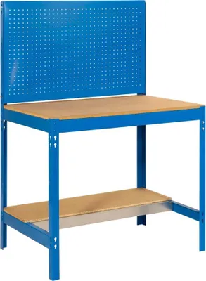 Produktbild von PROREGAL Werkbank BUFFALO mit Werkzeugwand | HxBxT 84x150x61cm | Traglast 600kg | Blau