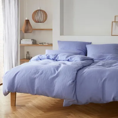 Produktbild von elegante Bettwäsche-Garnitur Halbleinen Breezee Farbe Lila Größe 135x200+80x80