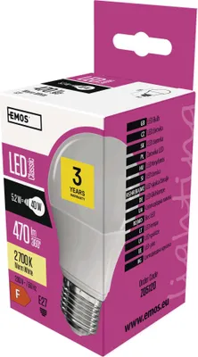 LED žárovka Classic A60 / E27 / 5,2 W (40 W) / 470 lm / teplá bílá