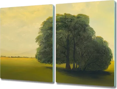 Produktbild von Coloray Hackbrett Kochplattenabdeckung Herdabdeckplatte 2x40x52 cm Schneidebrett Küchenbrett - Malerei Baum Himmel Feld