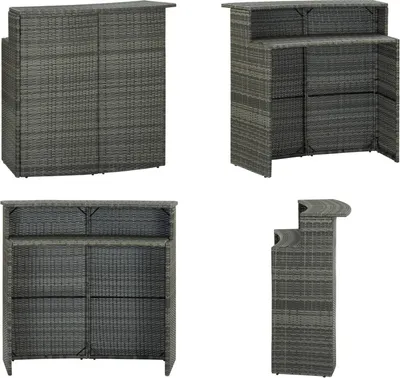 Image de vidaXL Table de bar de jardin Gris 120x55x110 cm Poly rotin - Table de bar - Tables de bar - Tables hautes