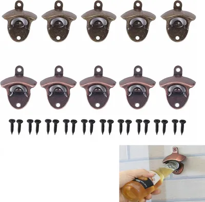 Productafbeelding van Flessenopener voor Wandmontage - Set van 10 - Muur Kurkentrekker - Vintage Kurkentrekker voor Wandmontage - Geschikt voor Thuis - Restaurant