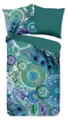 Productafbeelding van HIP Dekbedovertrek "Kari" - Groen - (200x200 cm) - 100% Katoen