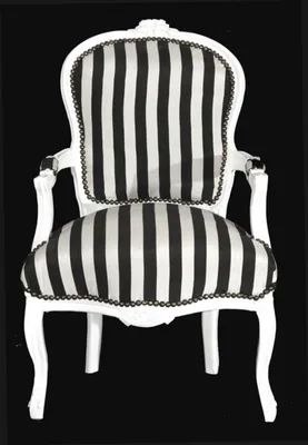 Produktbild von Casa Padrino - Barock Salon Stuhl Schwarz / Weiß Streifen / Weiß - Möbel gestreift