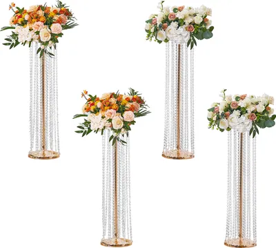 Produktbild von VEVOR 4er-Set Blumenhocker 20x20x90cm Blumenständer Eisen Beistelltisch Modern Kristallvase Gold-Galvanisierung Pflanzenhocker Pflanzenständer Metallständer für Dekoration von Bars Hotels Cafés