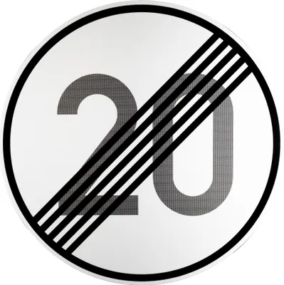 Produktbild von ORIGINAL Verkehrszeichen 278-20 * Ende der zulässigen Höchstgeschwindigkeit 20 km/h * 600 mmØ nach StVO und RAL-Gütebedingungen  Verkehrsschild Schild Strassenschild Verbotsschild Straßenzeichen