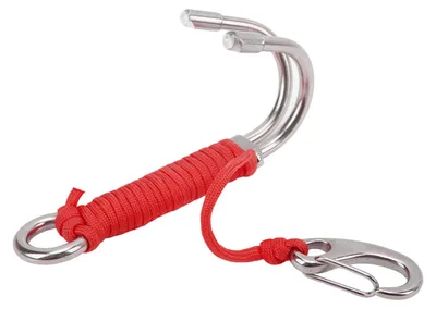 Zdjęcie produktu dla Hak do nurkowania podwójny ze stali nierdzewnej z linką do nurkowania jaskiniowegoRed