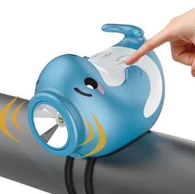 Immagine prodotto di VHV - Lampada per bicicletta con clacson - Faro anteriore ricaricabile per bicicletta con clacson - Ideale per uscite notturne, biciclette da città, bici da corsa e mountain bike
