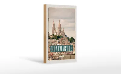 Produktbild von Holzschild Reise 12x18 cm Montamartre Paris Panorama Poster