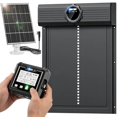 Automatisches Hühnerklappentor, Solar, Aluminium, Lichtsensor, Timer
