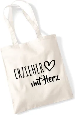 Produktbild von Huuraa Jutebeutel Erzieher mit Herz 10 Liter Natural Baumwolle Tasche Geschenkidee