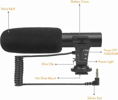 Immagine prodotto di Microfono semplice, jack da 3,5 mm, supporto per slitta flash, DV stereo per riprese video di interviste con videocamera