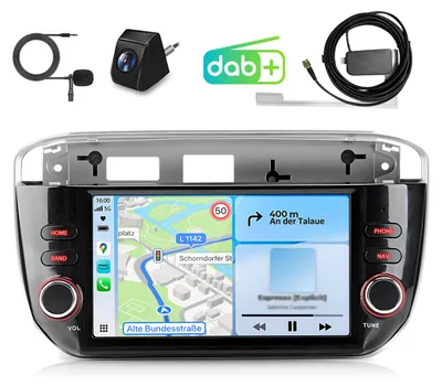Produktbild von Radio für Fiat Punto Evo Linea 2012-2015 Android Auto CarPlay Navi Bluetooth RDS 2+64GB DAB+ Autoradio GPS WiFi Upgrade