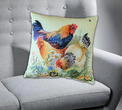 Produktbild von Kissenbezug 40 x 40 cm mit Druck Hahn und Henne 40 x 40 cm Kissenhülle